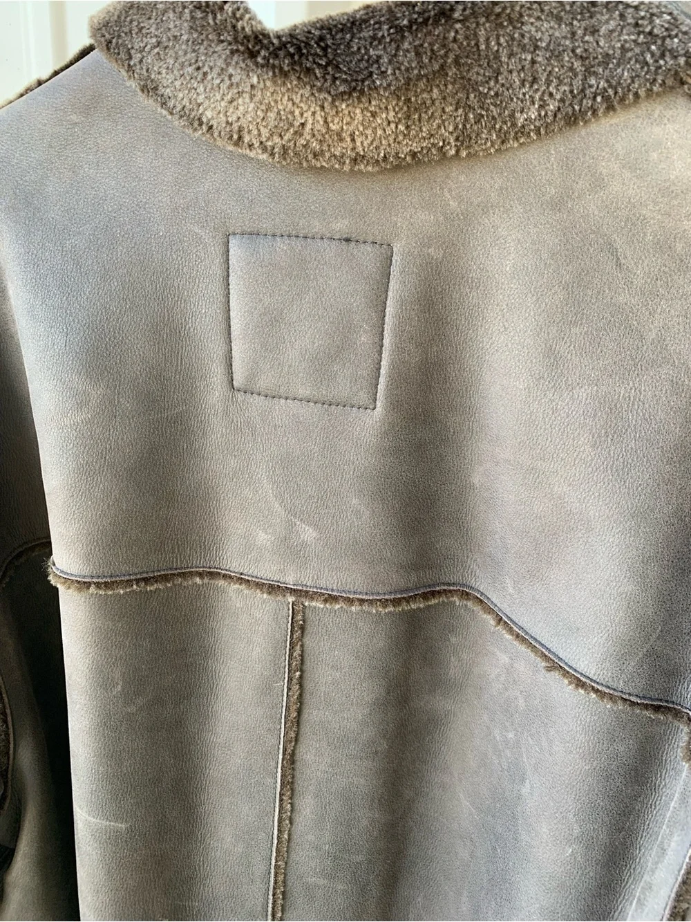 NWOT Men's Brown Leather Shearling-Lined Coat